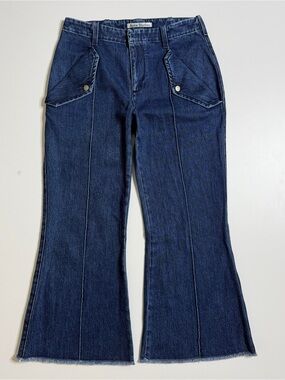 Acne Studios Wide Flare Fringe Hem Denim Jeans Womens 36 W28 Stonewash Blue